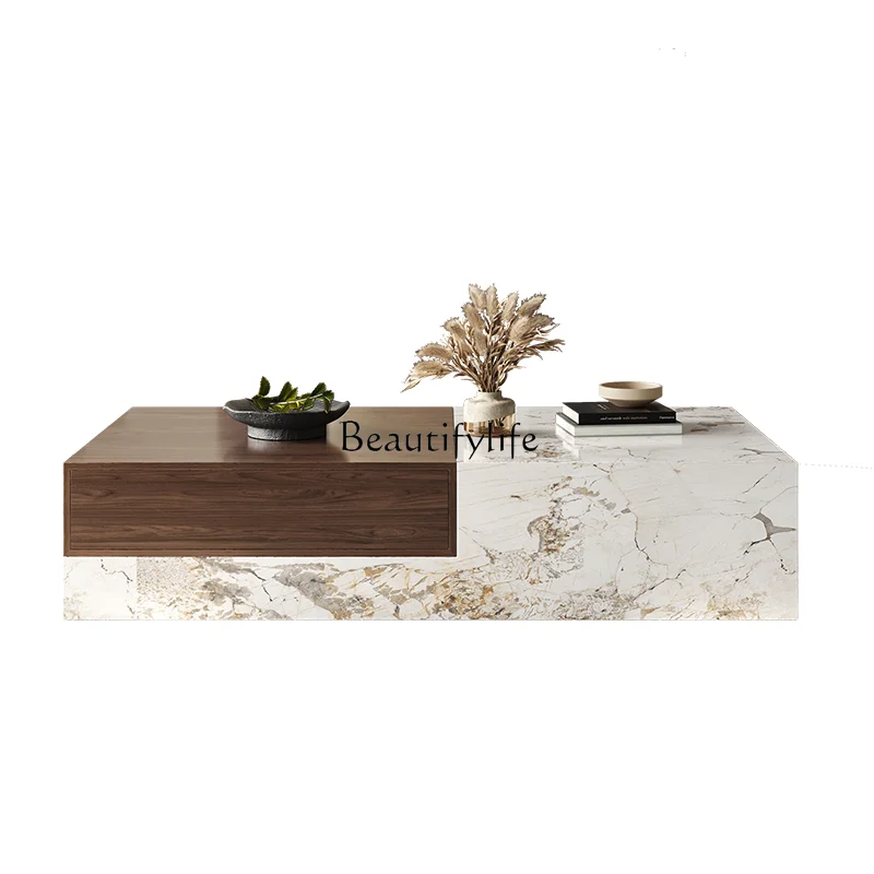 

Italian rock slab coffee table solid wood living room household small apartment