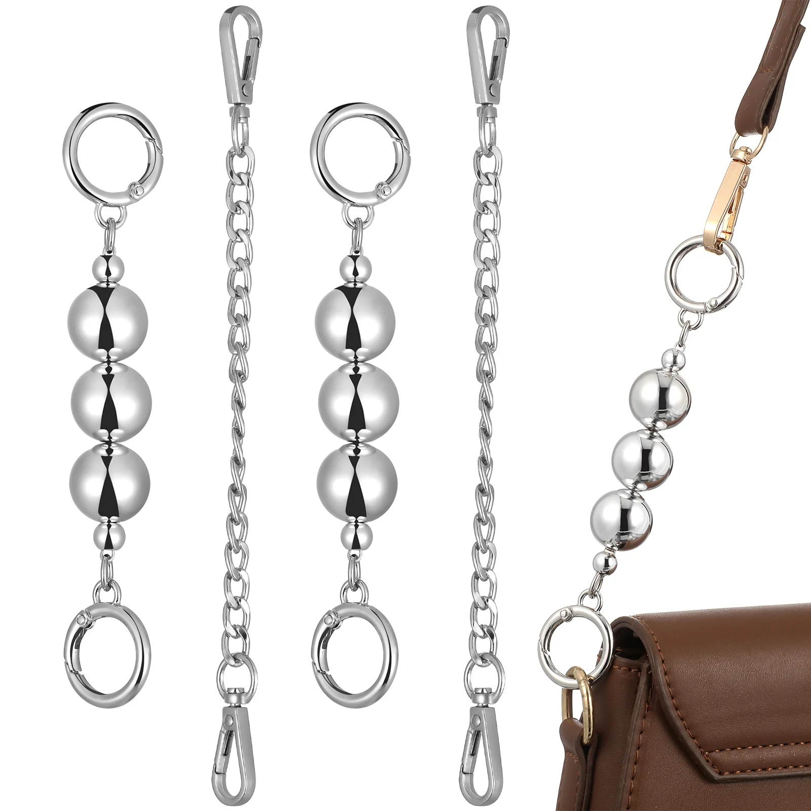 

4 Pcs Bag Strap Extension Chain The Replacement Handbags Straps Extender Wallet Metal Purse Chains Miss