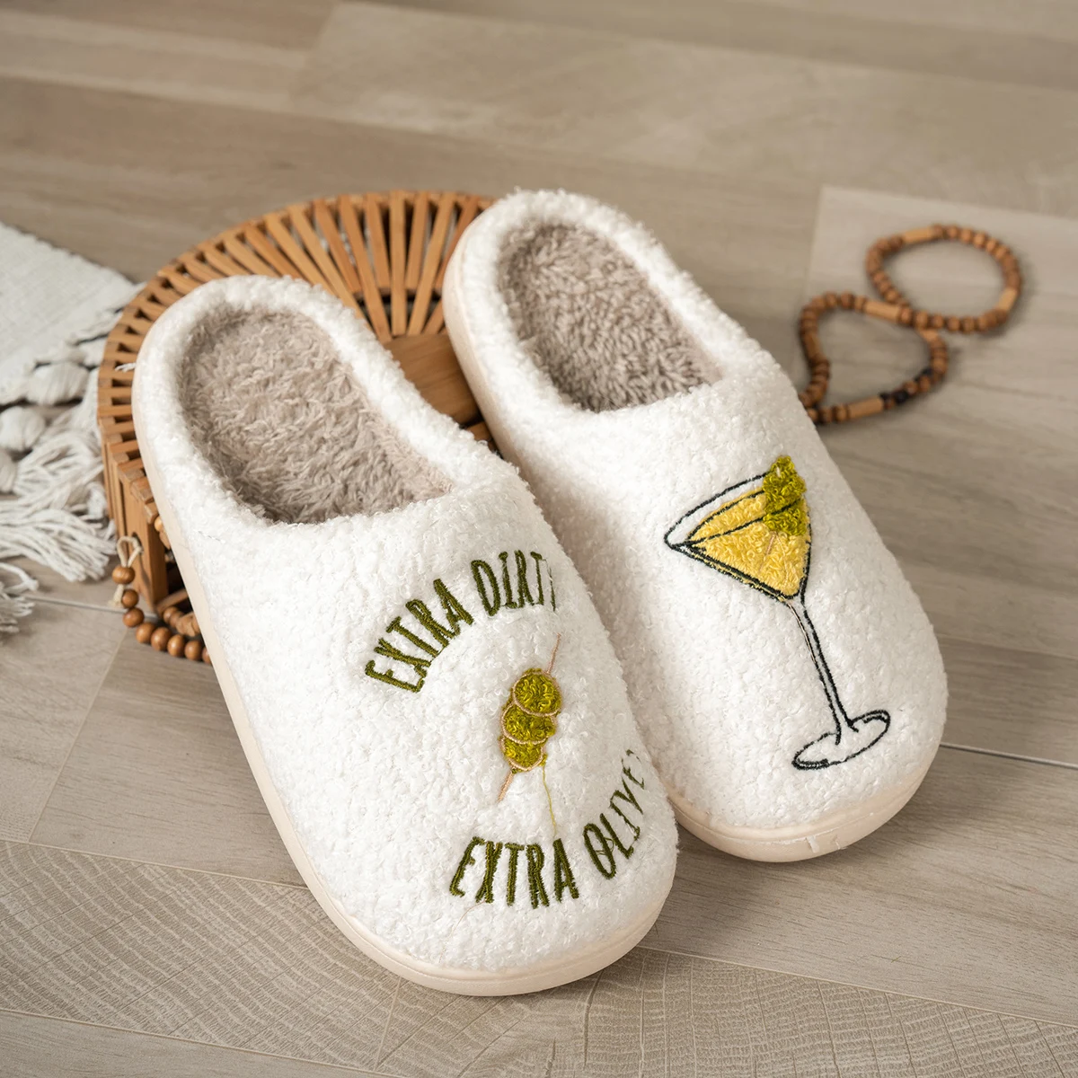Dirty Martini Indoor Women's Slippers Mom Daughter Gift Extra Girl Home Dirty Bachelorette Party Bridal Cozy Fluffy Slippers