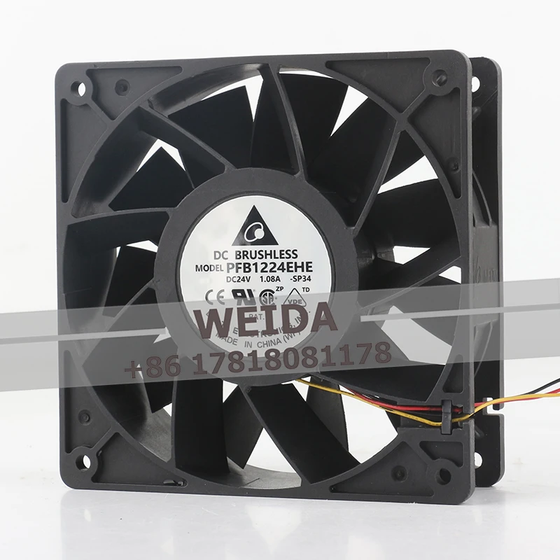 Delta DC 12038 24V 1.08A 120x120x38MM 3-wire Industrial Chassis 12CM Signal Feedback PFB1224EHE-SP34 Cooling Fan