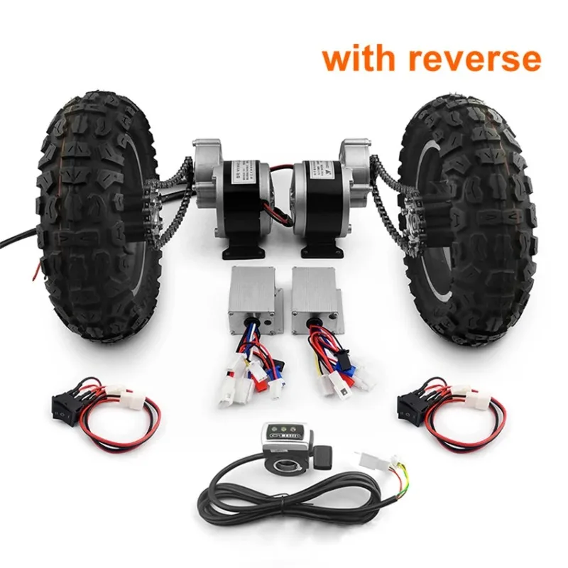 2 * 250W 10 Inch Dual Drive Pneumatic Wheel Reverse Electric Conversion Kit for Easy Carrying of 200kg Handcart Flatbed
