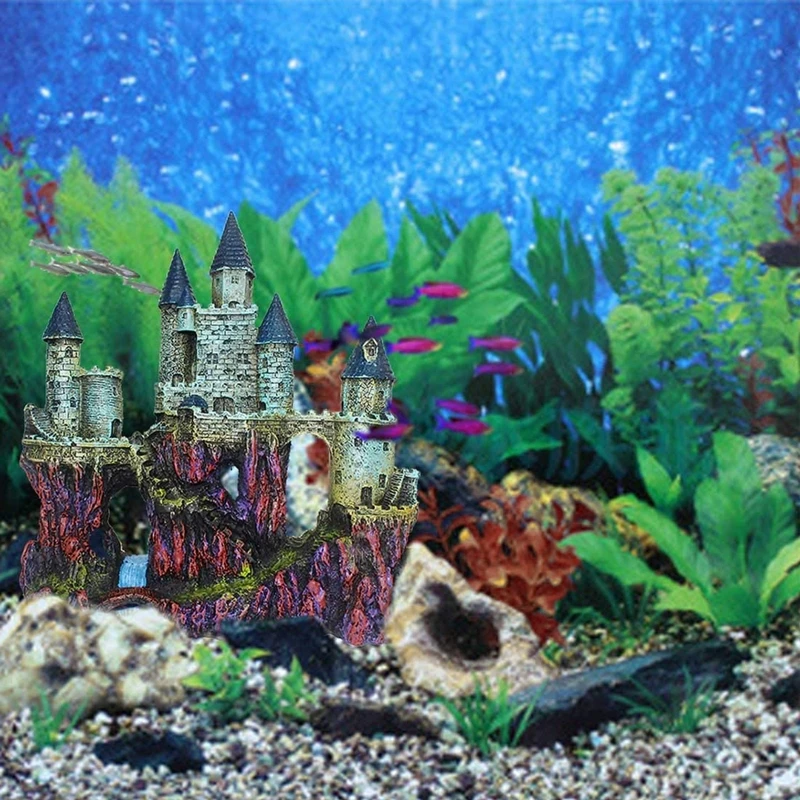 Castle Aquarium Decoration Hand Painted Fish for Tank Ornaments Small Fish Shelt