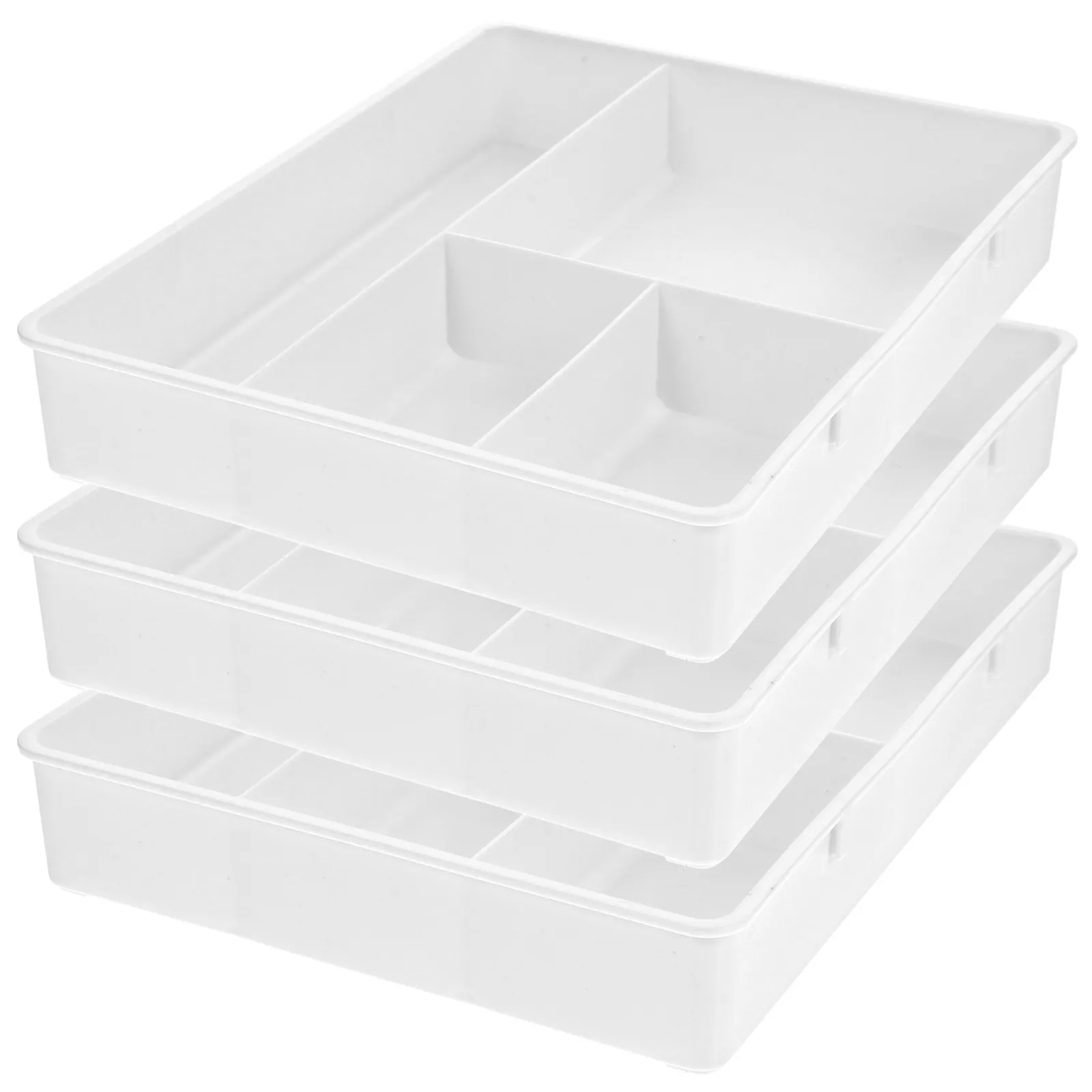 3Pcs Stationery Organizer Tray Desk Drawer Storage Multi-Compartment Stackable Plastic Holder for Office Makeup Jewelry