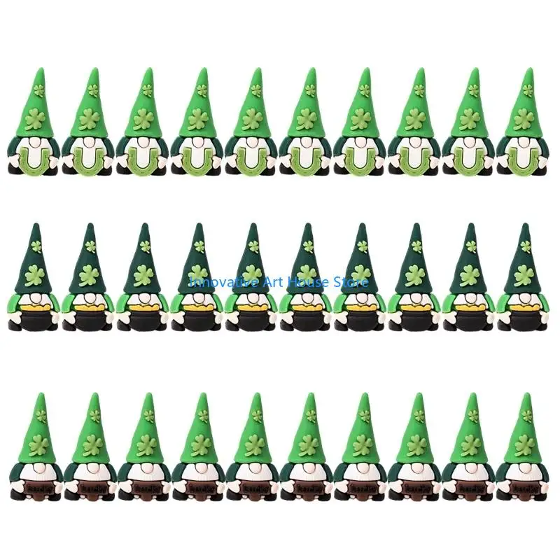 E1PC Patrick's Day Gnomes Decorations Mini Resins Irish Clovers Gnomes Figurines Gift