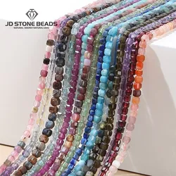 Natural Pink Quartz Amethyst Fluorite Faceted Square Small Beads Loose Spacer Tiny Bead For Jewelry Makin Diy Necklace Accessory
