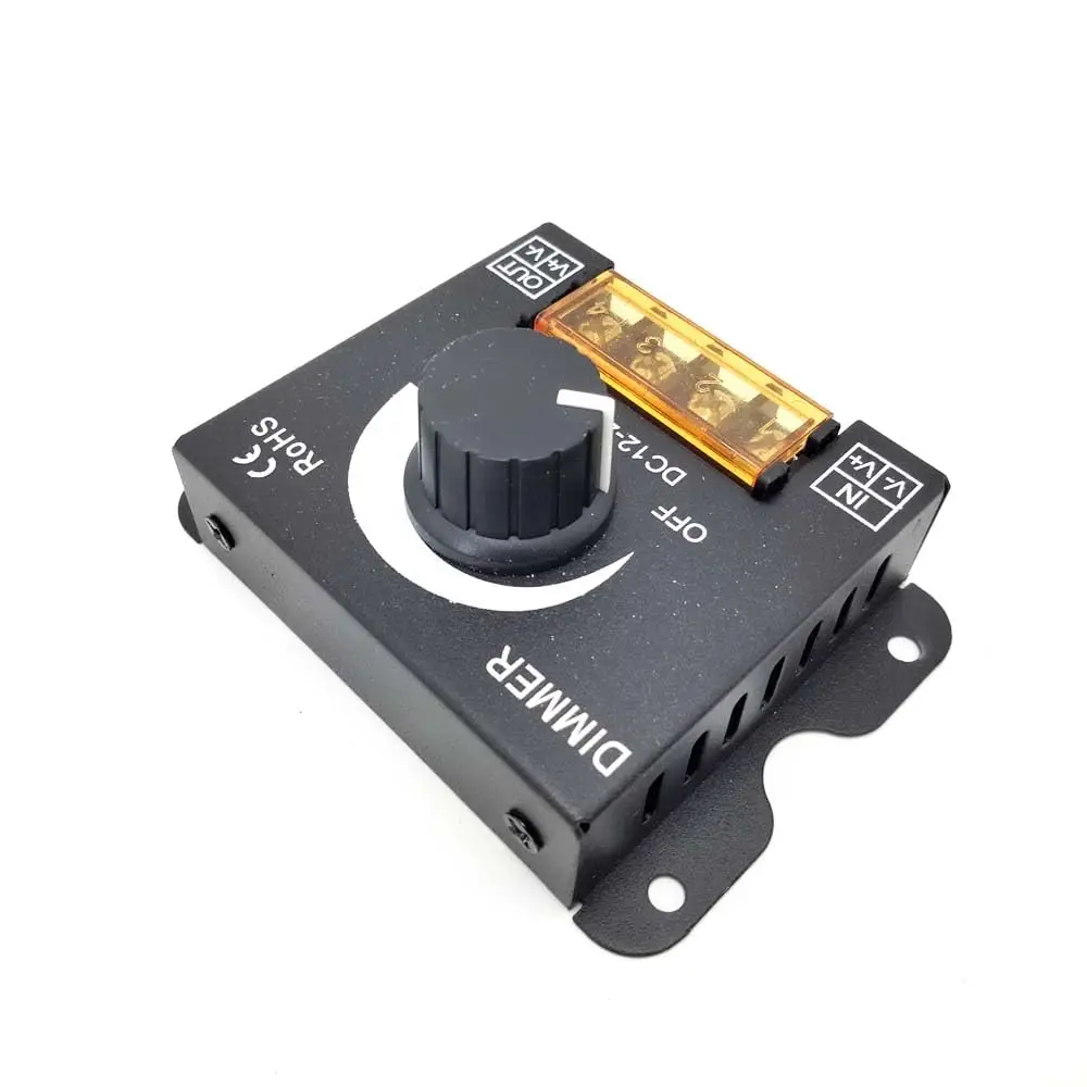 

Manual Knob Dimmer Controller DC 12V-24V 30A For Single Color LED Strip Lights