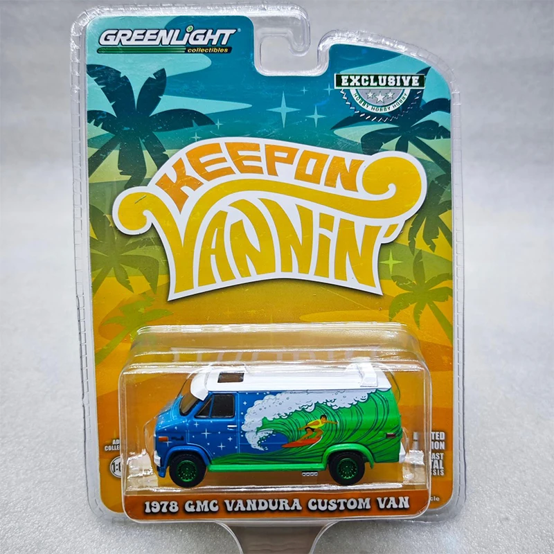 

Greenlight 1:64 1978 GMC Vandura Custom Van Surf Trim Green Machine Series Alloy Die Casting Model Collect Ornaments