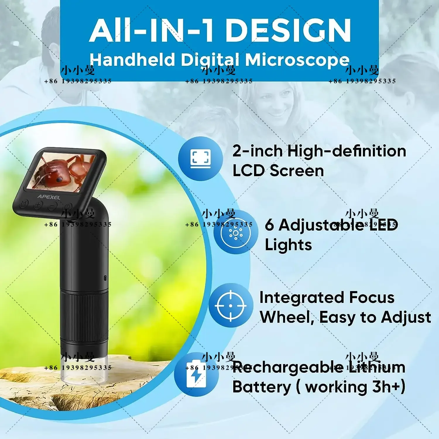 Handheld 800X HD Digital Microscope for Adults,2