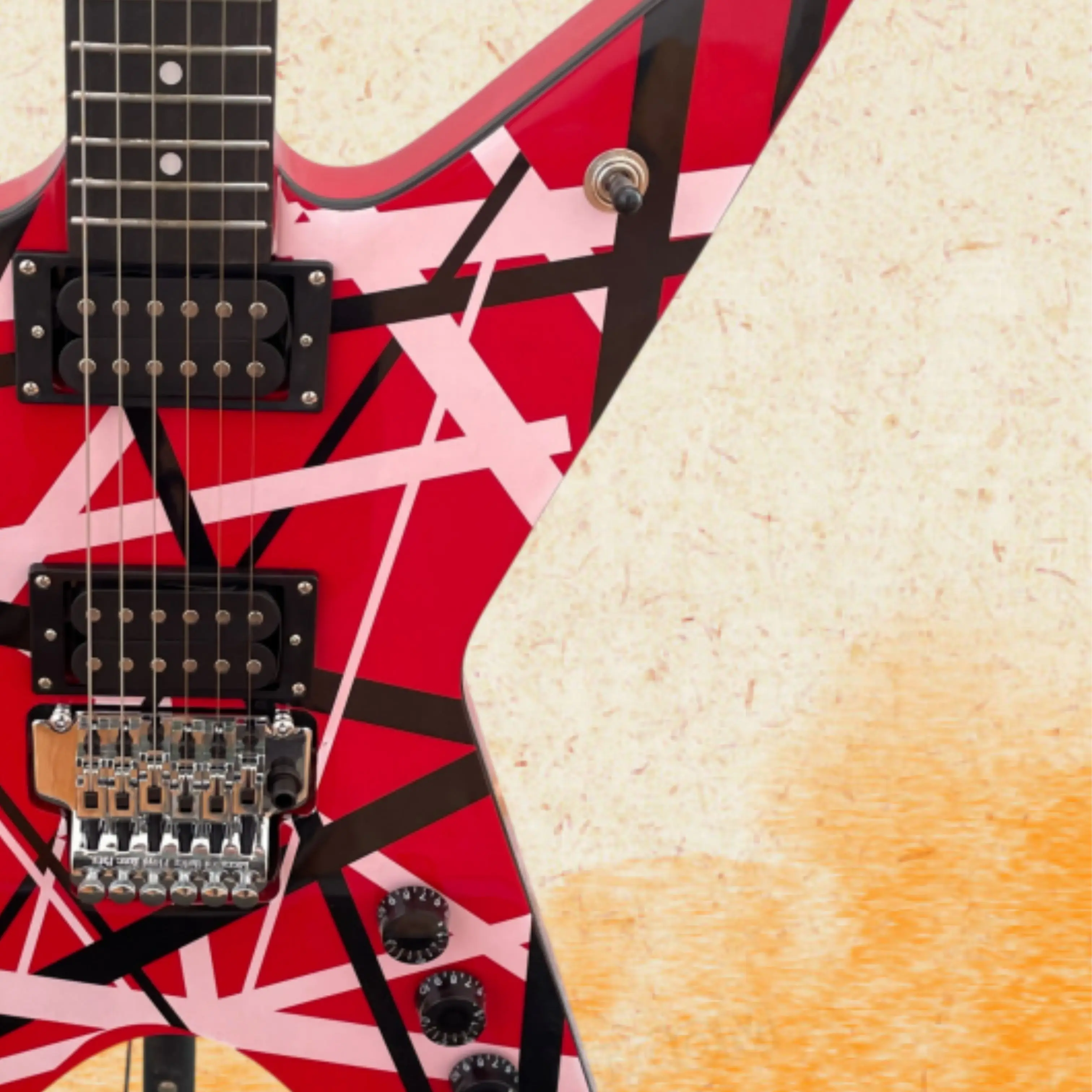 Solid-Body Electric Guitar With Geometric Stripes,  Smooth Neck, Precision FretworkGuitars,For Extended Rock Rehearsals Guitarra