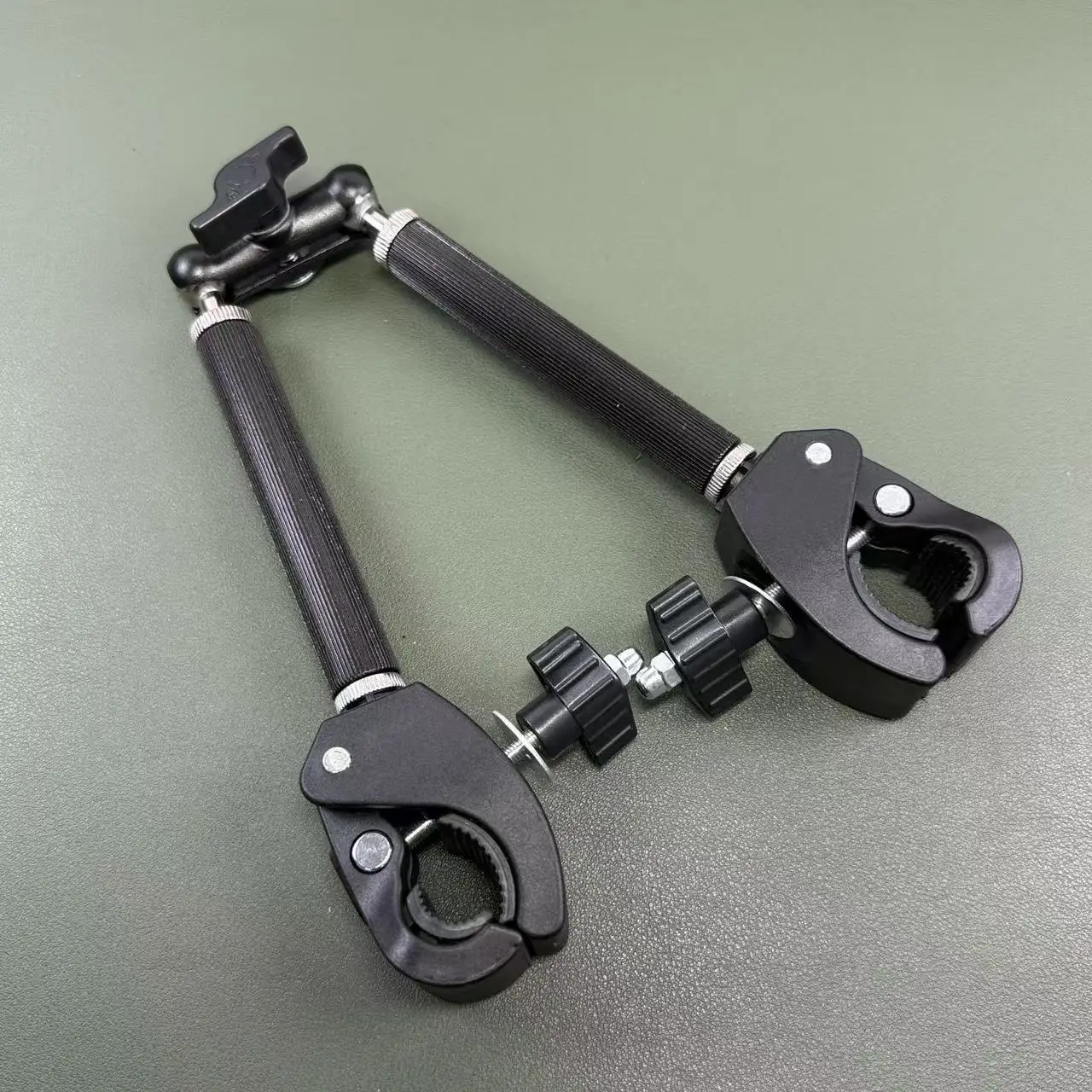 

Dual Head Clamp Universal Desk Round Tube Mount Fixed Clip Aluminum Extension Rod Metal Ball Head 360° Rotatable MultiFunction