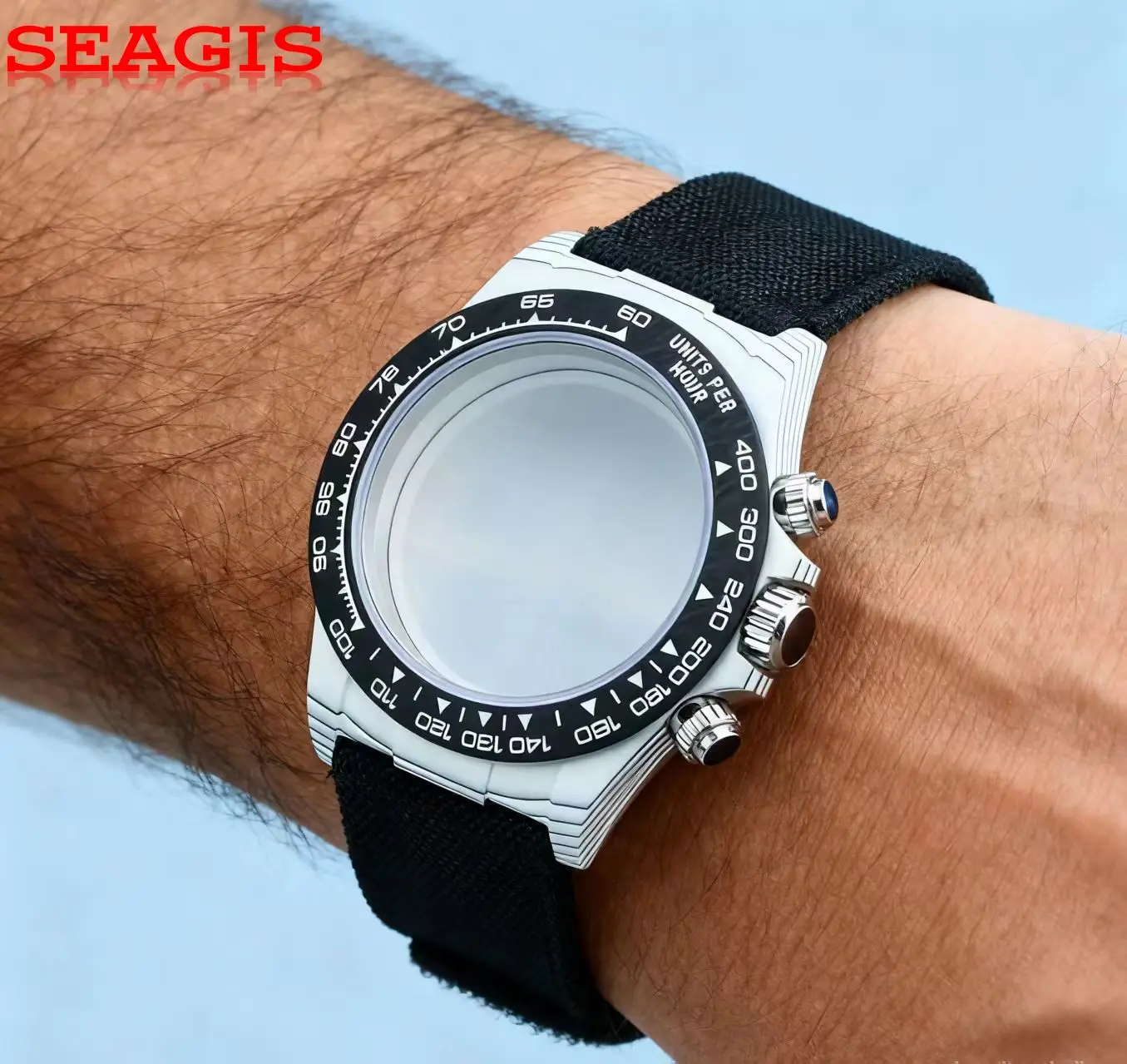 SEAGIS Fit 4130 MOVT For Daytona MOD 38.0mm carbon fiber case Mod colorful popular nylon cowhide strap fastener Watch Parts