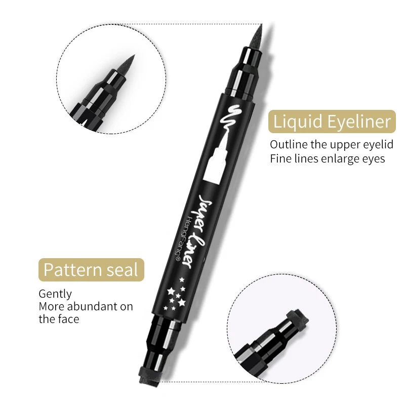 Stylo Eyeliner liquide Double tête, lune, étoile, cœur, fleur, tampon pour les yeux noir, sceau de maquillage, crayon Eyeliner, cosmétiques imperméables