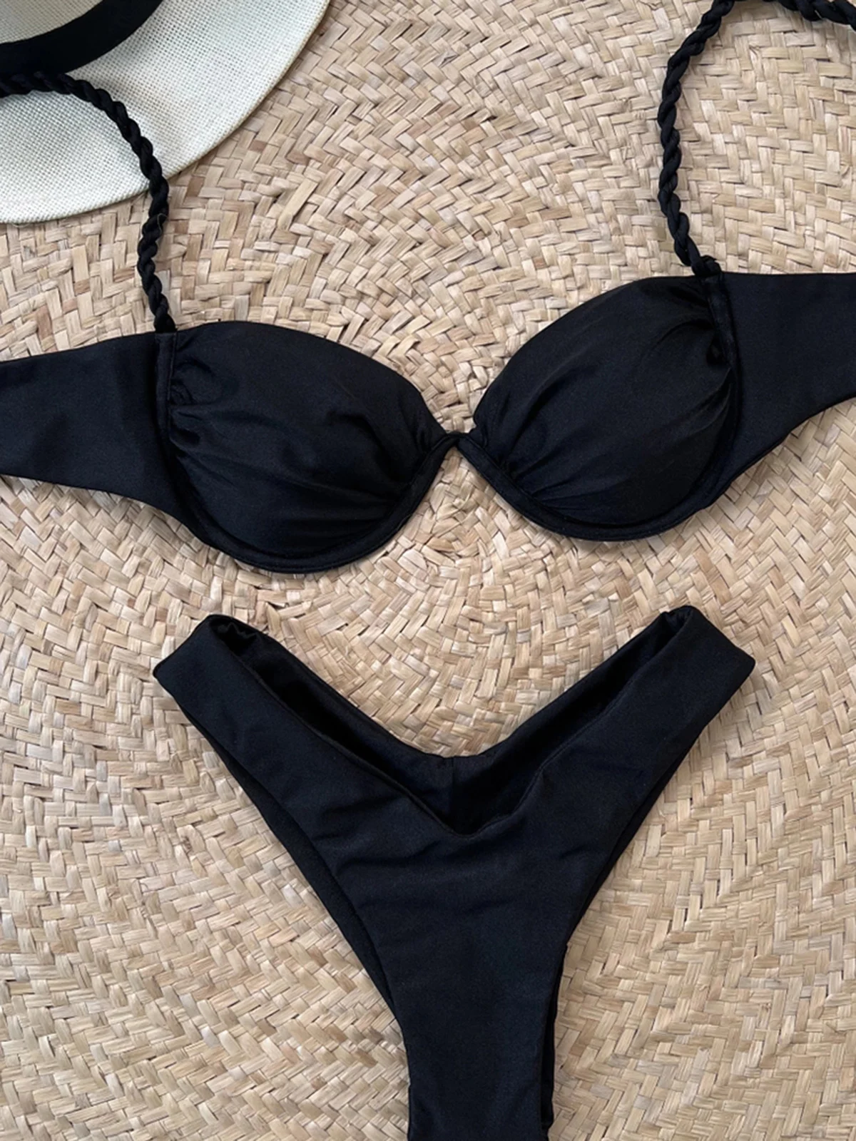 Conjunto de biquíni feminino push-up, maiô brasileiro, moda praia branca brilhante, fato de banho, biquíni sexy, 2022