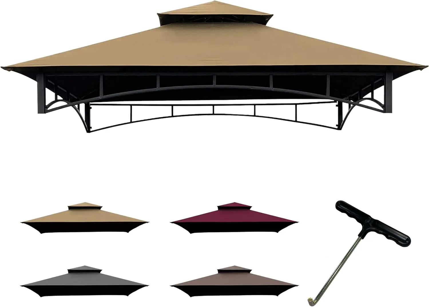 

Replacement Gill Gazebo BBQ Canopy Top for Model #L-GG001PST-F,8x5 Gazebo Grill Canopy BBQ Gazebos Top Only(Khaki)