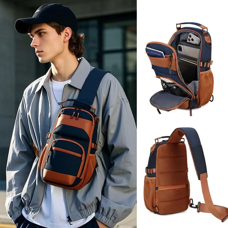 Waterproof Sling Bag Crossbody Chest Bag 15.6 Inch Laptop Large Capacity Multi-Pocket Anti-Theft Travel Outdoor Backpack