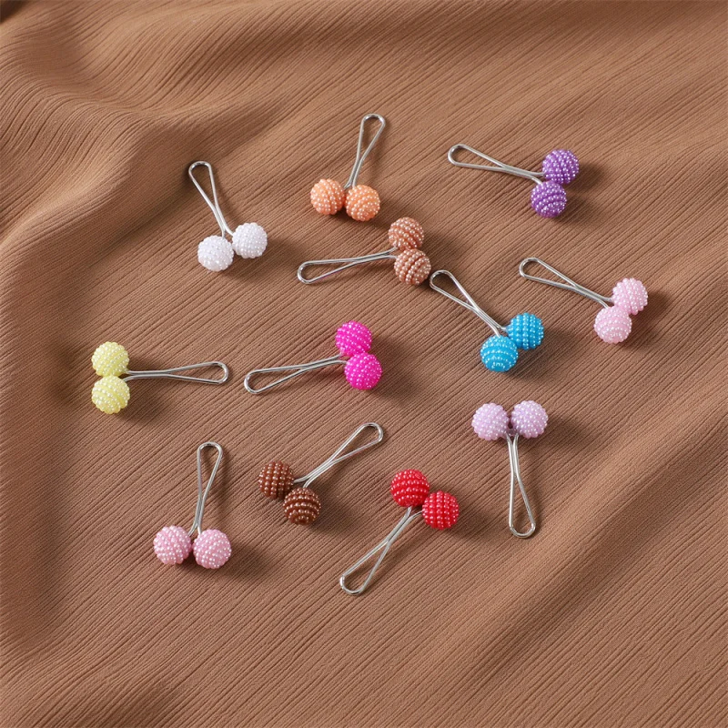 Veil Needle Silk Scarf Clip Jewelry Neck Clip Pearl Waxberry Ball ShapeUType Clip Scarf Buckle Exposure Brooch Pin