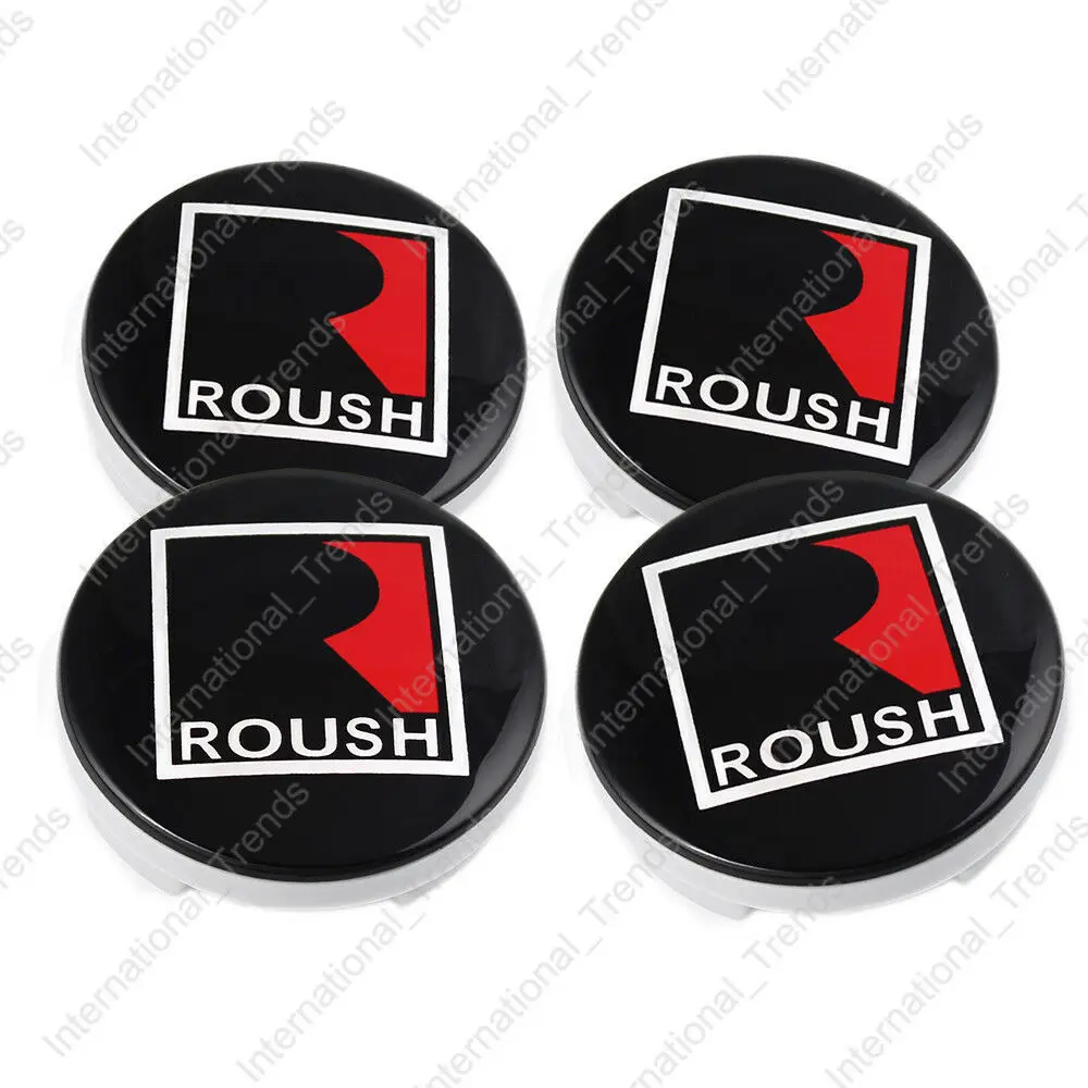 4x 55mm New ROUSH Black Wheel Cover Hub Center Cap Emblem for 2015-2017 Mustang SVT Cobra