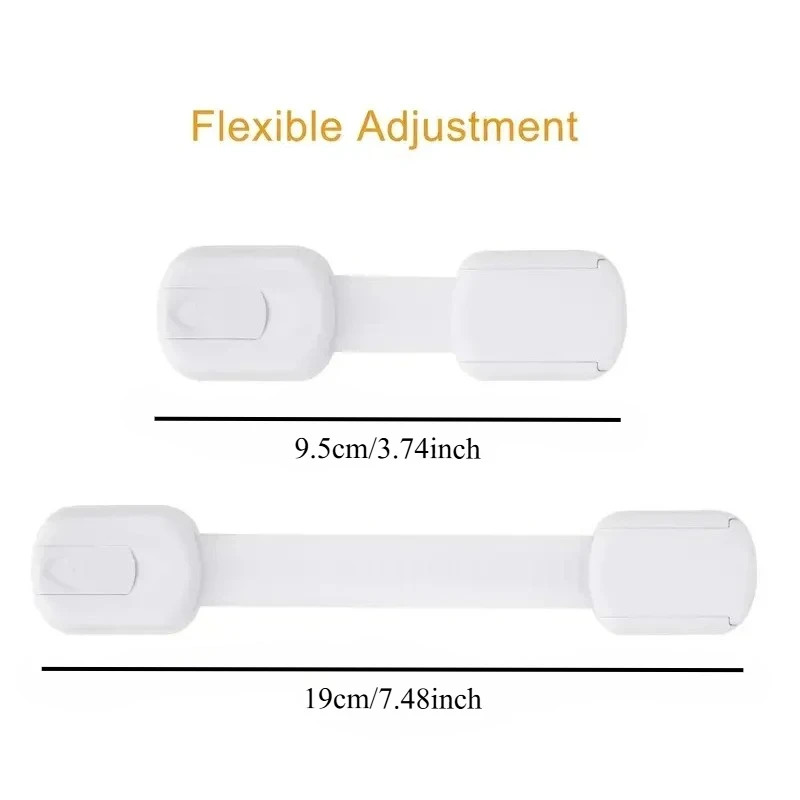 ล็อคเข็มขัดนิรภัยสำหรับเด็ก 6 ชิ้น เหมาะสำหรับตู้ ลิ้นชัก ห้องน้ำ ตู้เย็น ฯลฯ แผ่นกาว ติดตั้งโดยไม่ต้องเจาะ