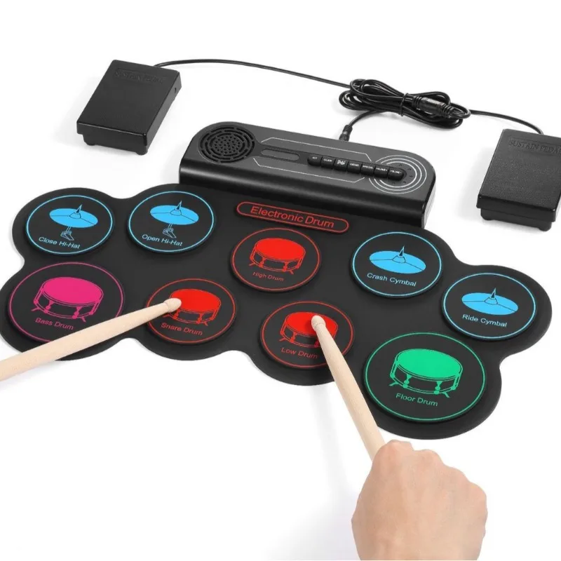 デスクトップ型家庭用電子ドラム-ポータブル版-大人-初心者-子供用-パーカッションドラムキット-ミュートドラム楽器