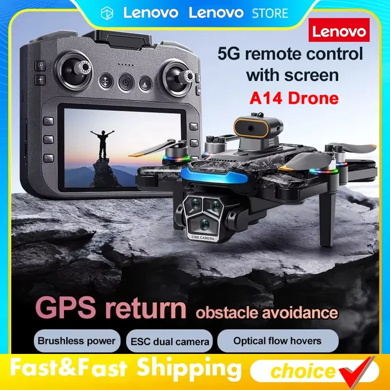 

Lenovo A14 8K GPS , 5G WiFi FPV HD Camera UAV, Large Screen Remote Control Quadcopter, Professional RC Dron for Outdoor Shooting