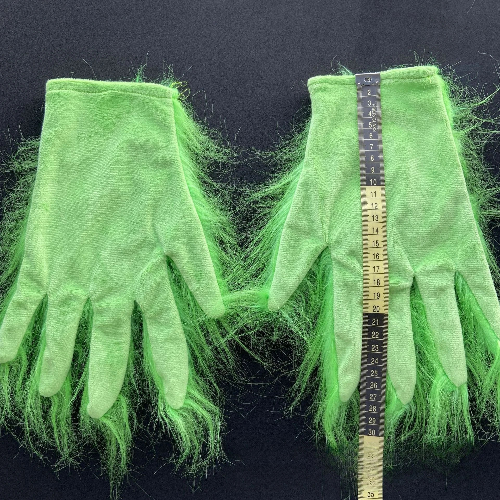 Green Haired Monster Mask Fur Cosplay Masque Halloween Anime Latex Headgear Glove Grinch Theme - Unisex image 3