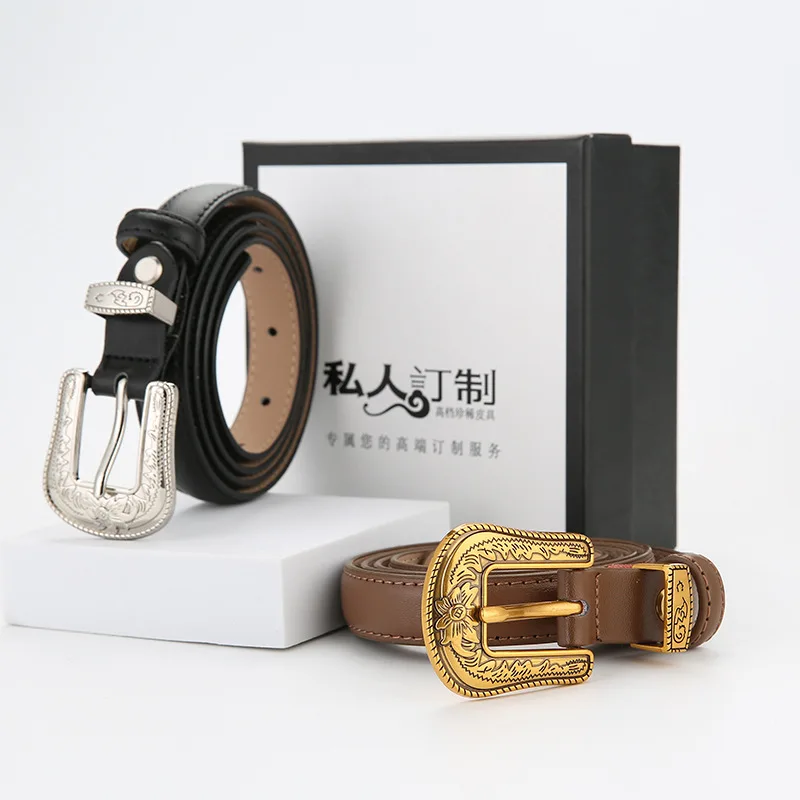Niche retro spicy girl metal ins decorative belt, new fashionable and versatile pleated skirt, trendy belt, simple