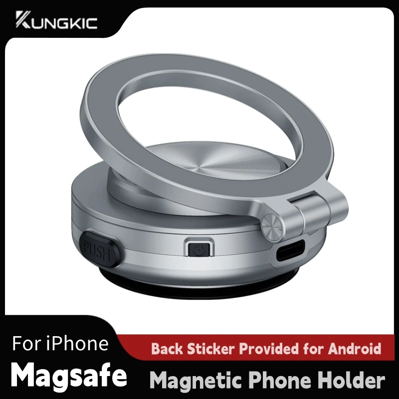 

MagSafe-Compatible Electric Suction Car Phone Holder, 360° Rotating Foldable Mount with Universal Adapter for All Smartphones