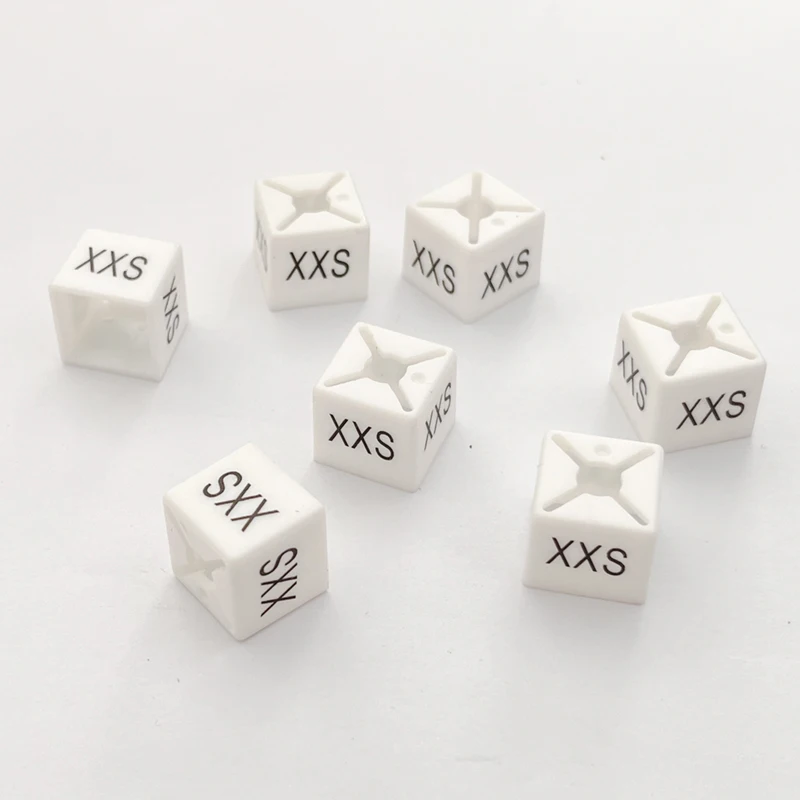 100 PCS Plastic Size Markers for Hanger Per-Printed Square Clothes Hanger Tags White Sizers Garment Clothing Size Coding Tag