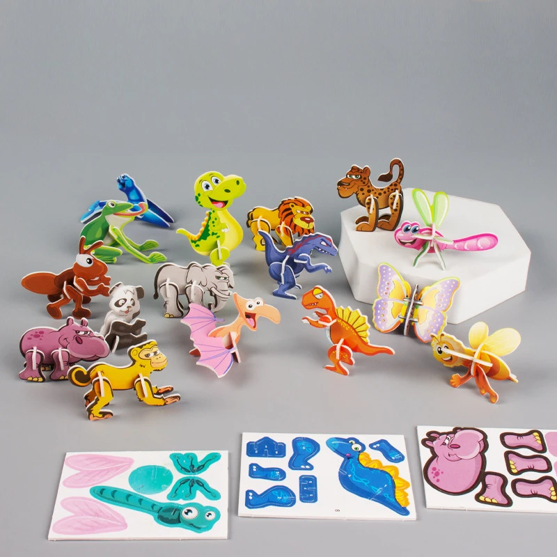 Paper 3D Puzzle Stereoscopic Insect Puzzle Kindergarten Fun Handmade DIY Animal Toy Puzzles for Kids Educational Toys