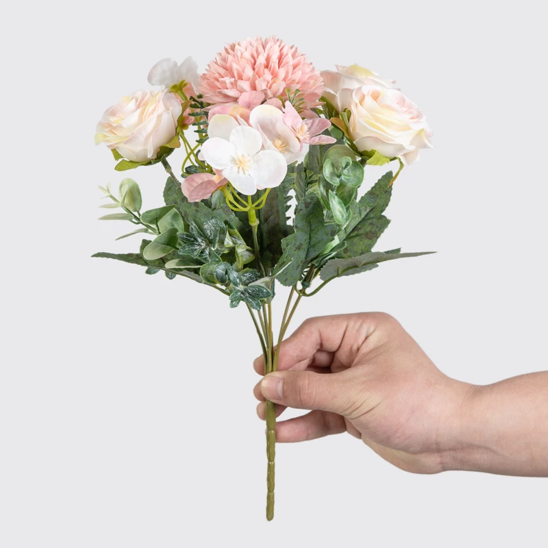 Künstliche Blumen Rose Chrysantheme Seide Brautstrauß Hochzeit Outdoor Bogen Festival Home Zimmer Vase Tisch Diy Geschenk Dekoration – Detail 10