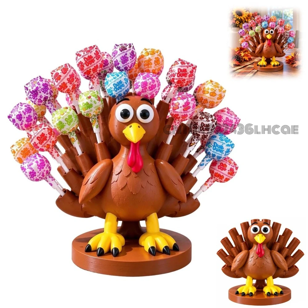 Thanksgiving Turkey Lollipop Holder, Candy Display Turkey Lollipop Stand, Candy Not Included, Holiday Candy Serving Tray