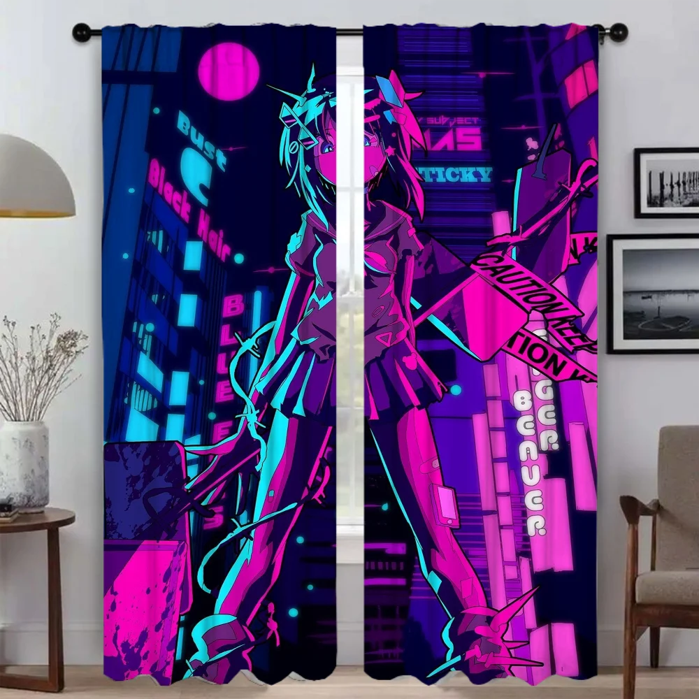 Vaporwave Cybernetic Art Tulle for Bedroom Anti-mosquito Curtains for Camera Home Interior Curtains 2 Pieces Shades Partition