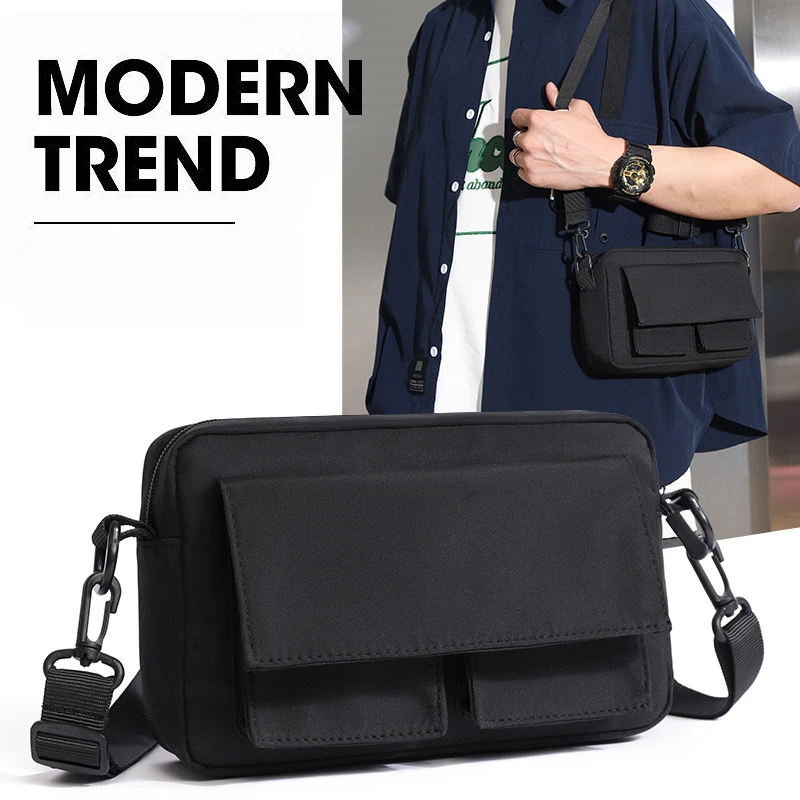 

Shoulder men's bag new trend fashion street lightweight nylon cloth bag simple student travel casual crossbody small