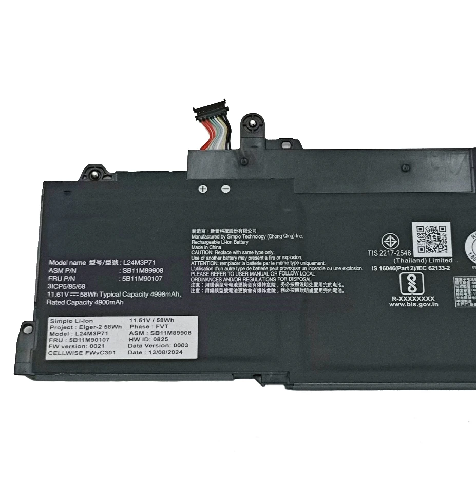 Laptop Battery L24D3P70 L24N3P70 L24C3P72 L24M3P71 L24D3P73 For T14s Gen 6 T14s 2-in-1 Gen 1,X1 Carbon 13th Gen  TM2 YOGA Seres