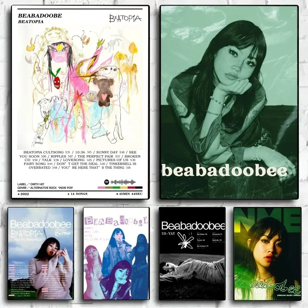 Singer Beabadoobee 'Fake It Flowers' Music Album Poster No Framed Kraft Club Bar Vintage Wall Art Canvas Painting Bedroom Study