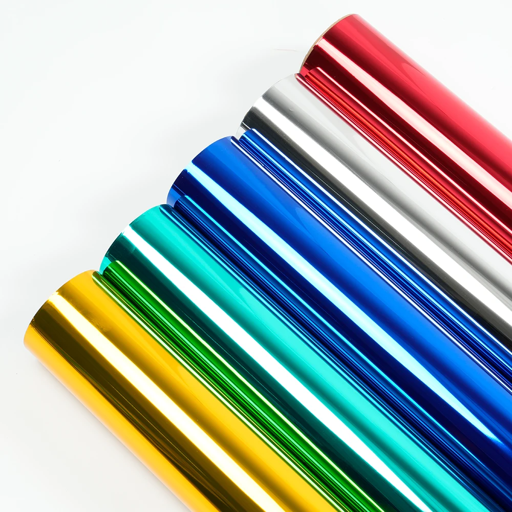Factory Wholesale PET Liner Super Stretch Mirror Gold Red Blue Green Silver Chrome Car Wrap Vinyl Wrap