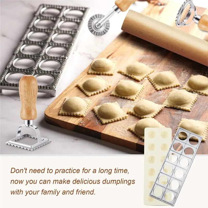 ABVG-5 Pcs Ravioli Mold Set With 12-Hole Raviolis Press