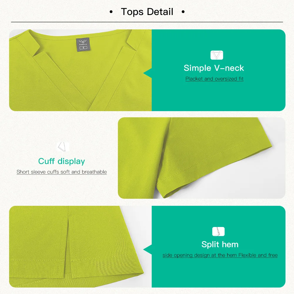 Nurse Accessories Medical Surgical Suits Solid Color Health Service Nursing Uniform Set Scrub Doctor Costume Women Spa Work Wear