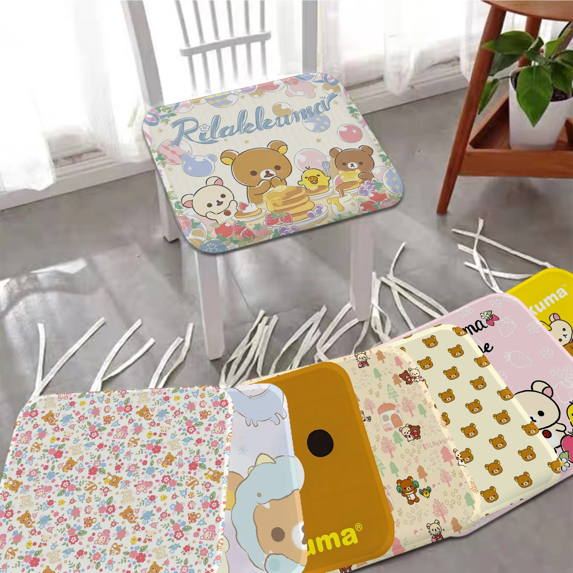 Cute R-RilakkumaS Decorative Fabric Cushion Non-slip Living Room Sofa Decor Students Stool Tatami Office Chair Cushions