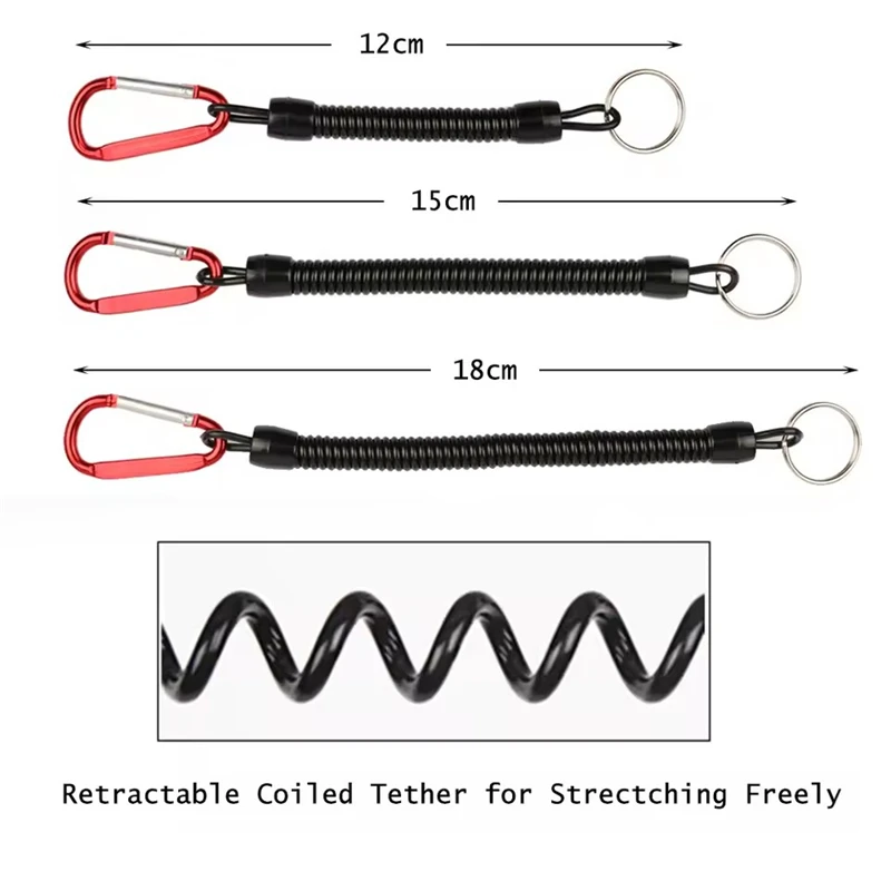 3pcs Fishing Anti Loss Ropes 12cm/15cm/18cm Stretchable and Curly Drawstring with Buckle Camping Anti Loss Mobile Phone