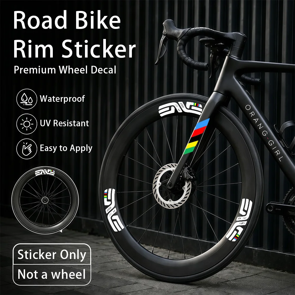 Autocollants de jante de vélo de route, 14 pièces/ensemble, autocollants décoratifs en vinyle résistant aux UV et imperméables pour roues de vélo