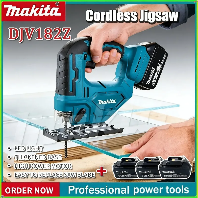 

Makita DJV182 Brushless Jigsaw 18V Without Battery with Saw Blade Cordless Barrel Handle Portable Carpenter Power Tool