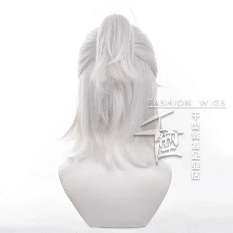 الهوية الخامس سجين لوكا البلسا الأرز شعر مستعار تأثيري أبيض قصير سماع مقاومة هالوين كرنفال لعبة حفلة لعب الأدوار غطاء شعر مستعار مجاني