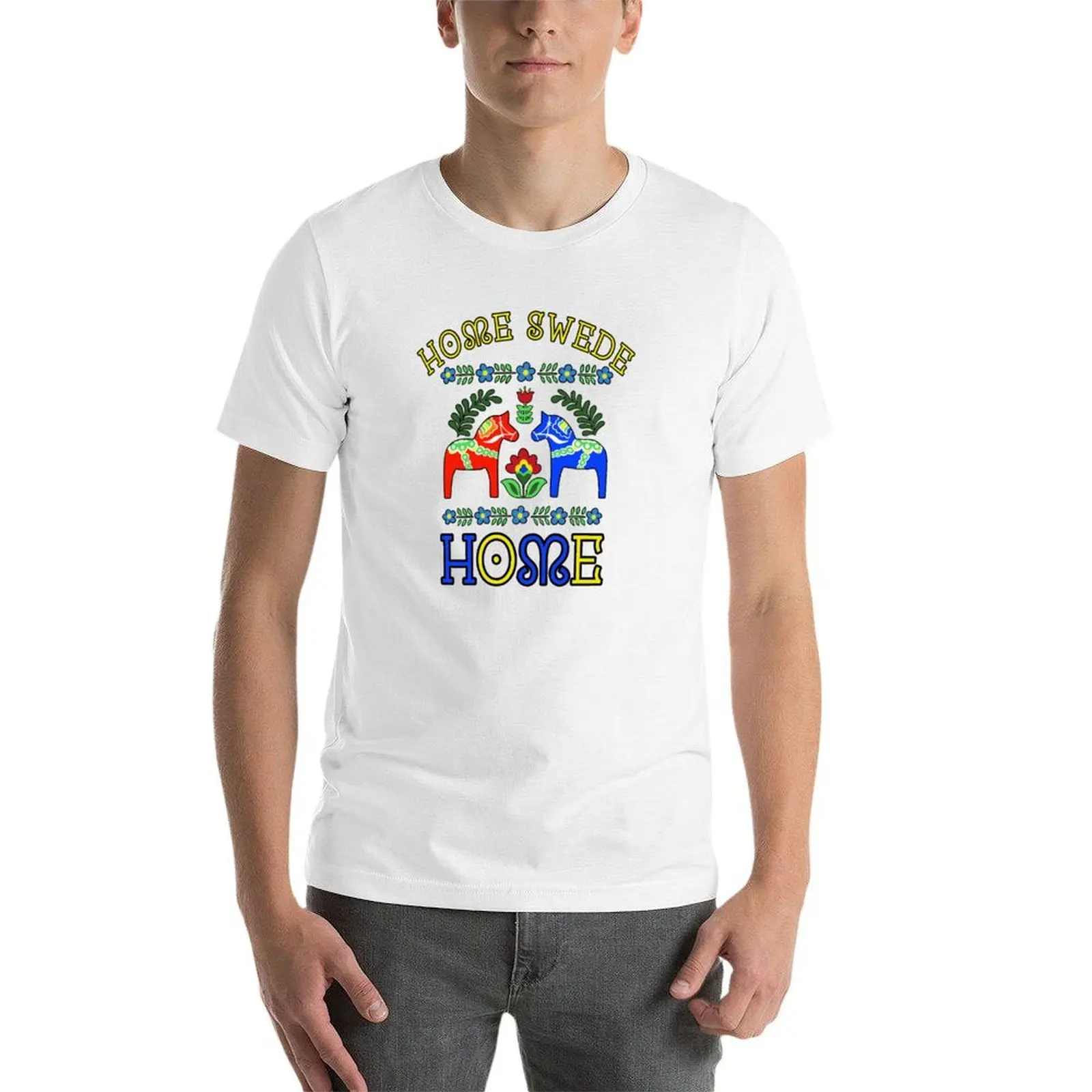 تي شيرت Home Swede Home تي شيرت رجالي من القطن تي شيرت مضحك تي شيرت فكاهة داكنة