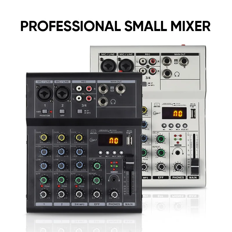 4-Way 6-way professional small Bluetooth mixer with reverb effect microphone Karaoke stage performance meeting