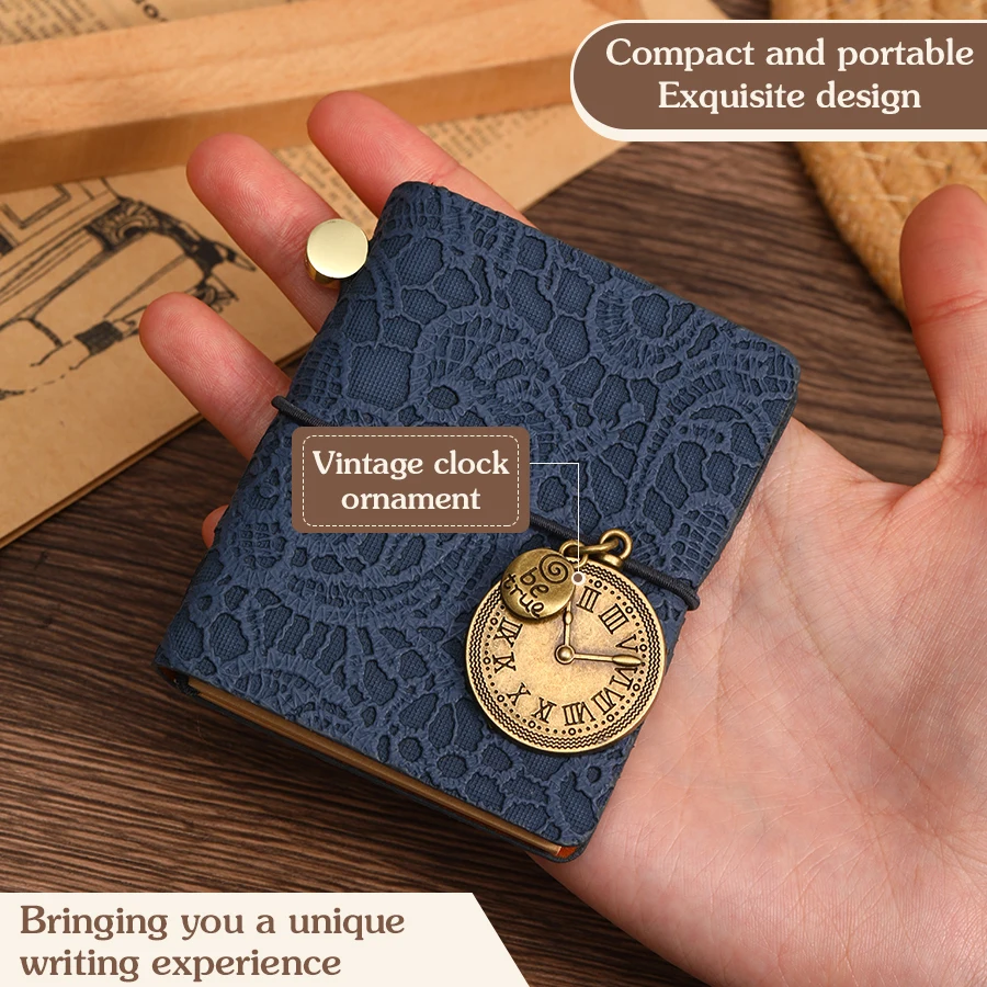 Quaderno ultra mini, manuale di viaggio, libro in stile retrò in pelle, adatto per appendere decorazioni, diario, quaderno, 120 pagine