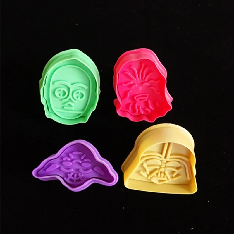 4pcs Star Wars Cookie Cutters 3D Plastic Biscuit Mould Cookie Stamp DIY Fondant Cake Moulds Kitchen Baking Supplies Accessories