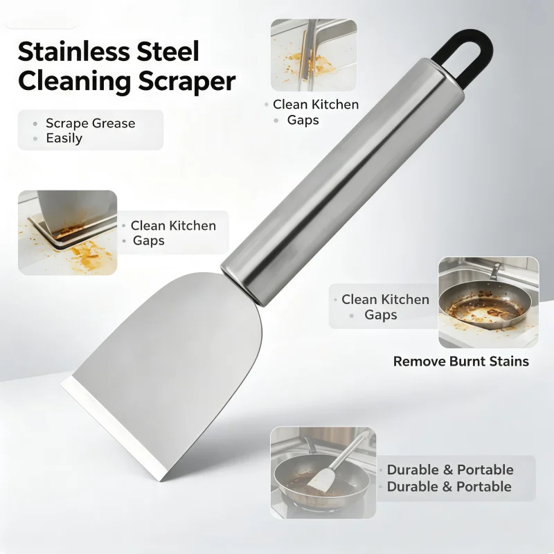1 stainless steel cleaning scraper,household universal cleaning tool 、multifunctional adhesive remover, kitchen, bathroom