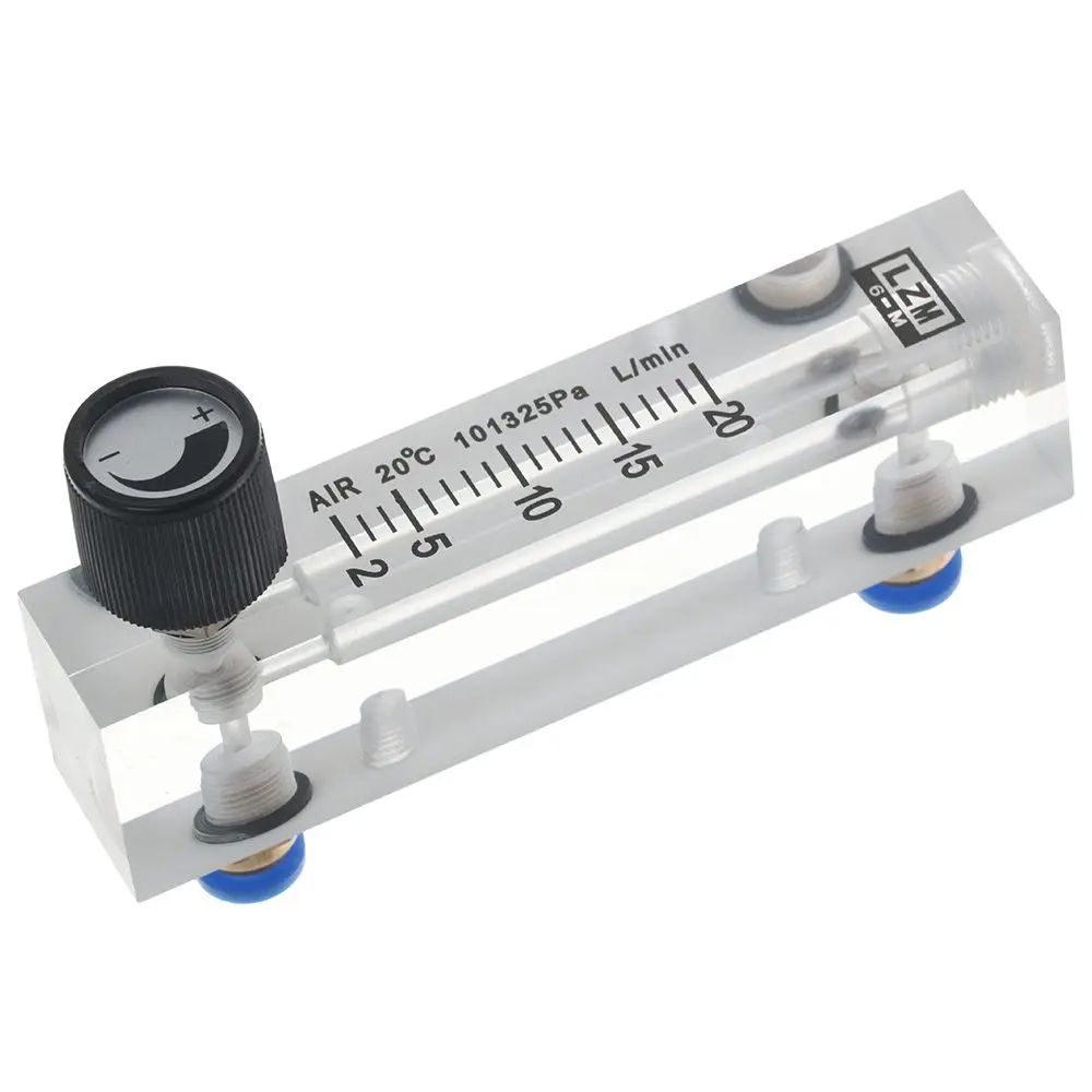 Acrylic Flow Meter Durable 2-20LPM Transparent Gas Flowmeter LZM-6T Female 1/4