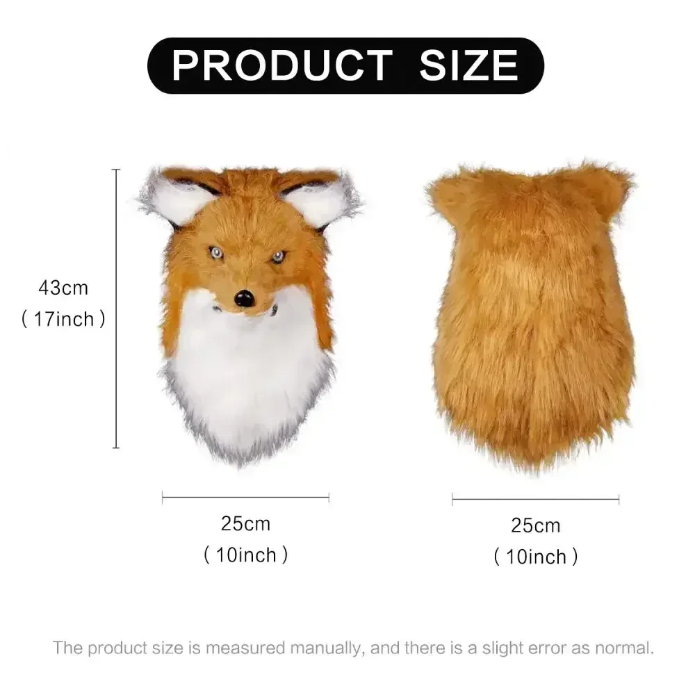 2025 Halloween Movable Mouth Fox Mask Cosplay Party Wolf Masks Plush Faux Fur Suit